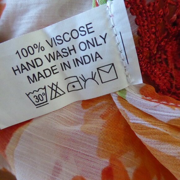 Kohinoor Orange Floral Crochet Lightweight Cinched Blouse Tunic Top NWT - Picture 10 of 10